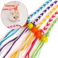 PEONYTWO Pet Hamster Leash, 1.4m Nylon Pet Cage Leash,  Adjustable Rabbit Collar Leash Rat Mouse Ham