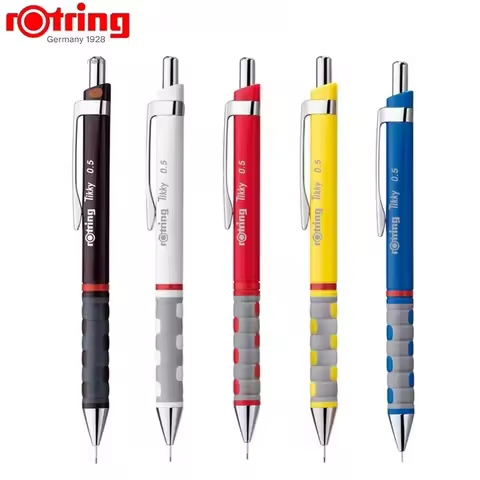 Rotring Mechanical Pencil Tikky, White Black 0.5 0.7mm Graphite Pencil Softtouch Rubberized Grip Hi-