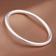 【Ship In 24H】手鐲女純銀不掉色 Bracelet With Charm 银手环銀 手鏈 999 純銀 Minimalist Bracelet 【古法锻造】古法纯银哑光素圈手镯9999足银实