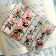 4pcs Vintage Pastel Rose Acrylic Bookmarks - Floral Garden Theme Page Markers, Durable Acrylic Suita