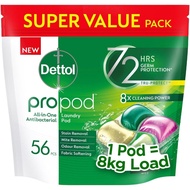 Dettol All-in-One Laundry Capsule 56s Laundry Pod Refill Pack Rainforest Fresh