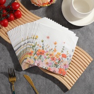 20pcs/pack 2-ply Multicolor Floral Printed Napkins For Disposable Party Supplies 33*33cm