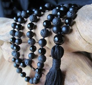 108 Bead Mala Necklace Black Onyx And Lava Stone Necklace Tassel Necklaces Yoga Jewelry Prayer Beads Necklaces Black Mala Beads