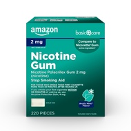 Amazon Basic Care Uncoated Nicotine Polacrilex Gum 2 mg (nicotine), Mint Flavored, Stop Smoking Aid,