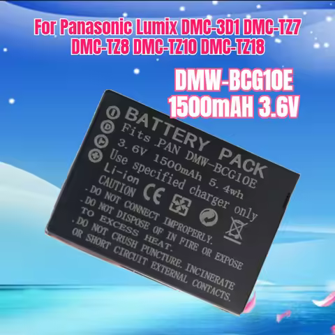 Camera Battery DMW-BCG10E 1500mAH Rechargeable Battery for Panasonic Lumix DMC-3D1 DMC-TZ7 DMC-TZ8 D