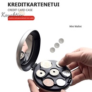 Kayaktion Creative Fashion Euro Coin Storage Box With Mirror Portable Travel Round Aluminum Alloy Eu