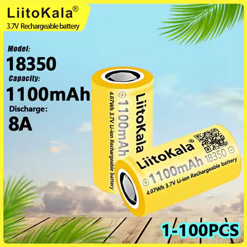 1-100pcs Original LiitoKala 8A 3.7V rechargeable lithium battery 18350 for flashlight
