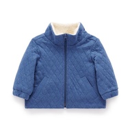 澳洲Purebaby有機棉男童刷毛外套18M-5T  深藍菱格