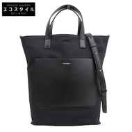 Jil Sander 帆布 x 皮革 WANDER TOTE SM 女士兩用手提包，黑色 [二手]