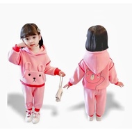 GIRLS' CLOTHING/ GIRLS' HOODIE SUITS AGE 1-5 YEARS BUNNY MOTIF/ GIRLS' CLOTHING SUITS/ GIRLS' HOODIE
