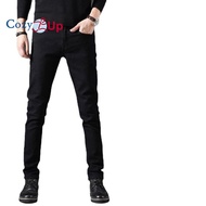 Cozy Up Jeans Mens Black Straight Stretch Slim Skinny Pants