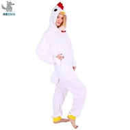 HKSNG Animal Adult Kigurumi White Chicken Onesies Cartoon Family Party Rooster Cock Pajamas Cosplay