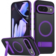 Magnetic for Google Pixel 9/Pixel 9 Pro Case, Adjustable Kickstand,Military Grade Drop Tested, Trans
