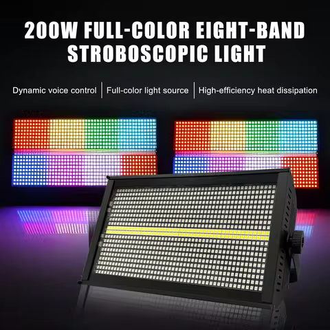 POLET 200W LEDRGBW 4in1 8+8 Partition Strobe Light White 8000K DMX512 Bright Dj Wash Wedding Bar Str