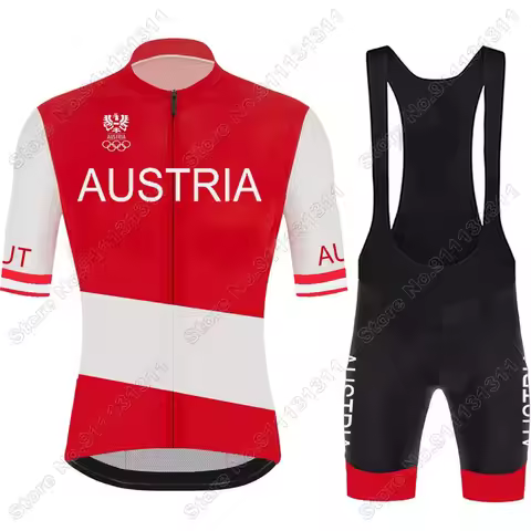 2022 Austrian National Team Cycling Jersey Set Austria Road Race Champion Cycling Clothing Mountain 