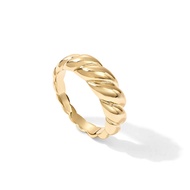 14K Gold Plated Croissant Dome Ring | Twisted Braided Gold Plated Ring | Chunky Signet Ring for Wome