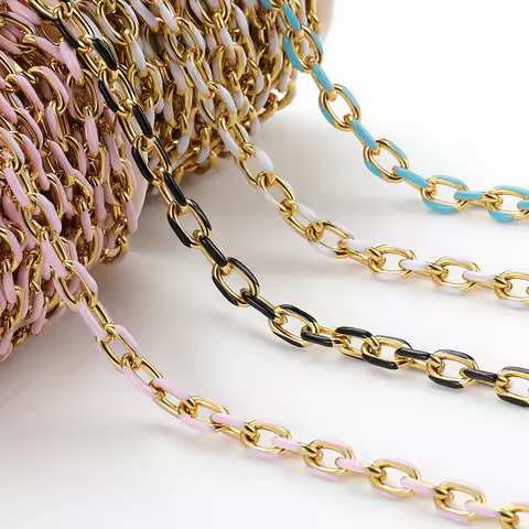 0.5/1M Stainless Steel Drip Oil Coarse Colorful Chain For DIY Bracelet Bag Chain Jewelry Making Acce