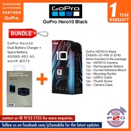 GoPro Hero10 Black (Hero 10 Black)  Bundle with Original GoPro Hero9 Dual Battery Charger + Spare Battery (ADDBD-001-AS)