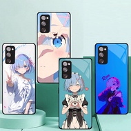 RE ZERO Ram Rem 05 Glass Phone Case For Samsung Galaxy S25 S24 Ultra S23 Fe S22 Plus S21 S20 S10 S9 