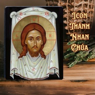 Holy Face Painting - Catholic Natural Wood Painting - Icon Of The Holy Face