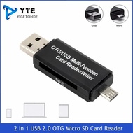 YIGETOHDE 2 Dalam 1 Pembaca Kad Micro SD OTG USB 2.0 Pembaca Kad 2.0 Untuk Penyesuai USB Micro SD Pe