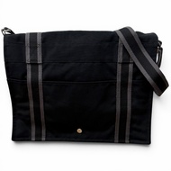 狀況極佳 ★ HERMES Fourre-Tout Bassas PM 100% 棉質肩包，配銀色五金和 Sellier 紐扣，黑色，法國製造，女士款。