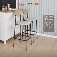 Dante Kursi Bar Isi 2 Modern Minimalis / Bar Stool Kaki Hitam & Putih - ELENA BS 51