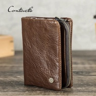 CONTATC's New Short Wallet Men Genuine Leather RFID Bifold Wallet With Credit Card Holder Luxury Zipper Male Coin Purse Small