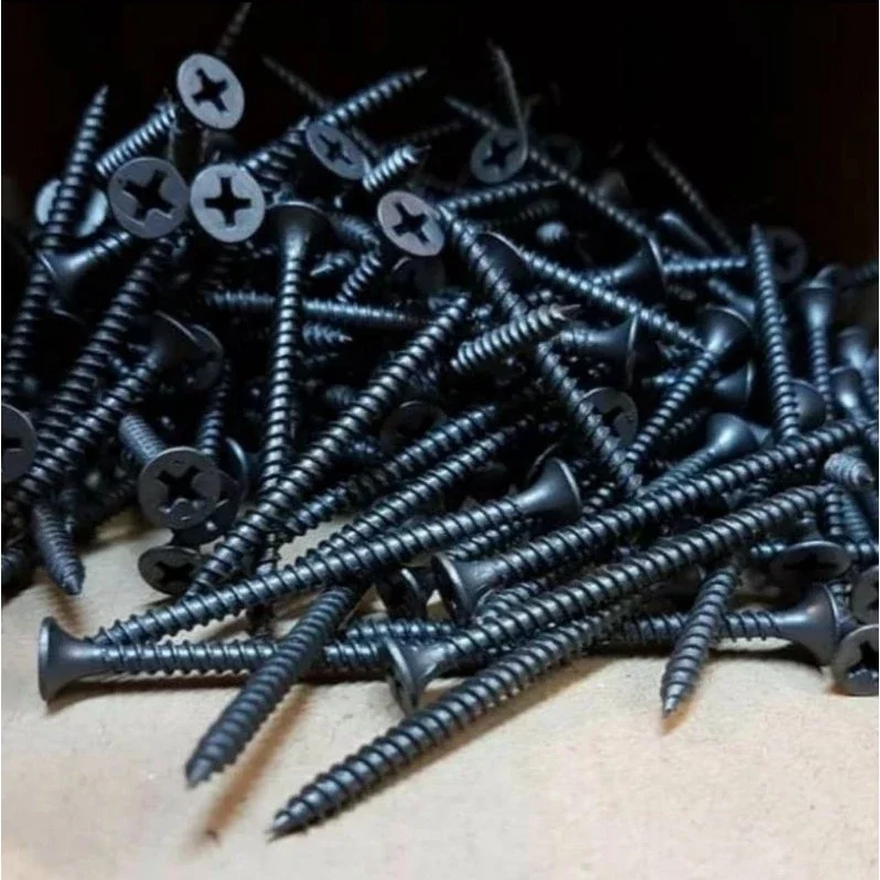 Sekrup 50pcs Baut Baja Gypsum Gipsum 2cm 25cm 3cm 4cm 5cm 7cm Sekrup Gypsum Hitam