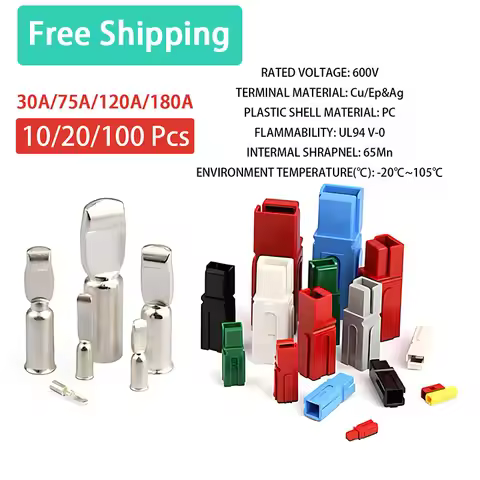 10/20/100 Pcs Anderson Type Single Pole 30A 75A 120A 180A Plug 600V DC Battery Connector UPS Power P