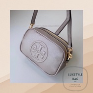 hot sale authentic tory burch bags women   Tory Burch Perry Bombe Mini Leather Bag Light Grey Gray tory burch official store