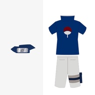 ชุดนักแสดงคอสเพลย์ Naruto Shippuden ชุดเด็กชาย Uchiha Sasuke ชุดคอสเพลย์ ชุดนักแสดง ชุดเด็กชาย ชุดคอ