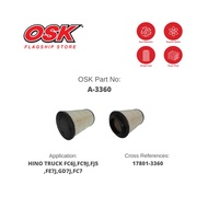 OSK AIR FILTER for HINO TRUCK FC6J,FC9J,FJ5 ,FE7J,GD7J,FC7 17801-3360