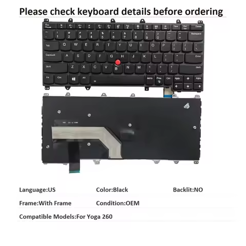 New US Language Keyboard For Lenovo Thinkpad Yoga 260 Notebook PC Replacement Keyboard