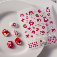 5D relief Strawberry bear 3D 5d nail enhancement sticker Gluttonous bear Nail applique Cartoon Littl