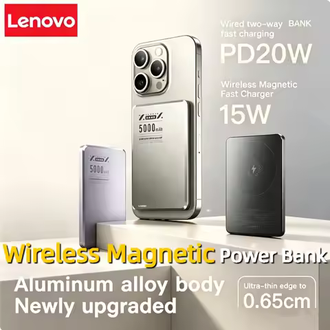 Lenovo10000mAh Ultra Slim Magnetic PowerBank Qi2 Wireless Powerbank Fast Charge Portable ExternalBat
