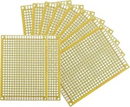 QUARKZMAN Pack of 10 Soldering Board 2.76 x 1.97 Inch Double-Sided PCB Yellow Tin-Plated PCB Board S