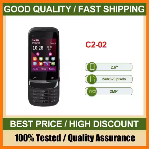 Original C2-02 CellPhone Made in Finland Unlocked Support English Language Good Condition