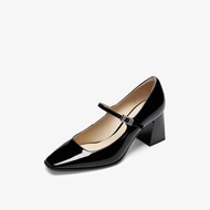 73Hours Marie2025 Spring New French Style Square Head Mary Janes High Heels Retro Thick Heel Womens
