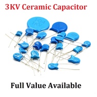 20PCS Ceramic capacitor 3KV 5P 10P 15P 20P 22P 27P 30P 47P 56P 100P 220P/PF 1nf (102) 2.2nf (222) 4.