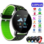 【Fast delivery】Smart Watch 119Plus Bluetooth fitness tracker Heart Rate Blood Pressure Monitor Android IOS universal【AOXY】