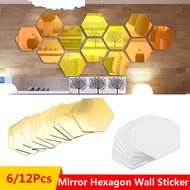 [YESPERY] 6/12Pcs 3D Mirror Hexagon Vinyl Removable Wall Sticker Decal Home Decor Art DIY Wall stickers #1