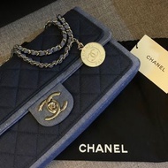 全新Chanel 牛仔布包 25公分口蓋包