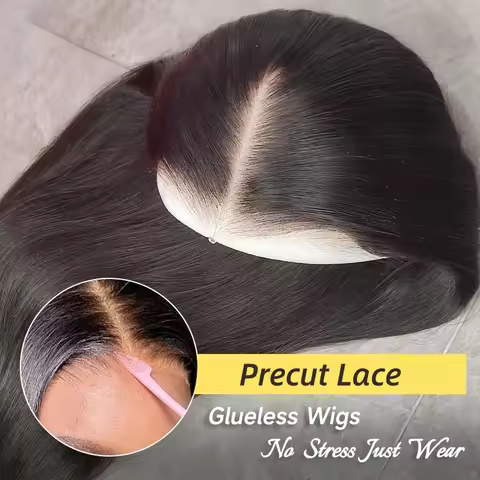 Bone Straight 5x5 6x6 Lace Closure Wigs Glueless Ready To Go Human Hair Wig 30 36 Inch 200 Density P