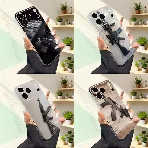 Gun AK47 Rifle M4A1 Cool For iPhone 11,12,13,14,15,16,17,Pro,Max,Plus,Mini,SE4,E Phone Case Magnetic