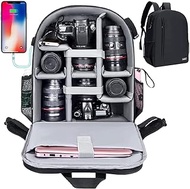 Cwatcun Anti-Theft Waterproof Camera Backpack Bag with Tripod Holder For Canon Nikon Sony,with 15.6" Laptop Compartment Including USB Port,DSLR SLR Camera Bag for Men Women Photographer(Ⅲ Large Black)