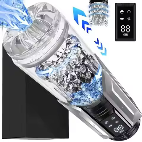 Automatic Wet Pussy Vibrator Realistic Vagina Stroker for Men AppControl LED Display Sucking Rotatin