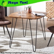 Minimalist Tall Hairpin Leg Curved Square Table