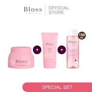 [เซ็ทสุดคุ้ม] Bloss Rose Facial Mask 1 กระปุก + Bloss UV Solution ครีมกันแดด SPF 50 PA++++ แถมฟรี Cl