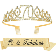 2pc/set Birthday Tiara Crown Sash Women Girls 18th 21Th 30Th 40Th 50Th 60Th 70Th 80Th Birthday Party